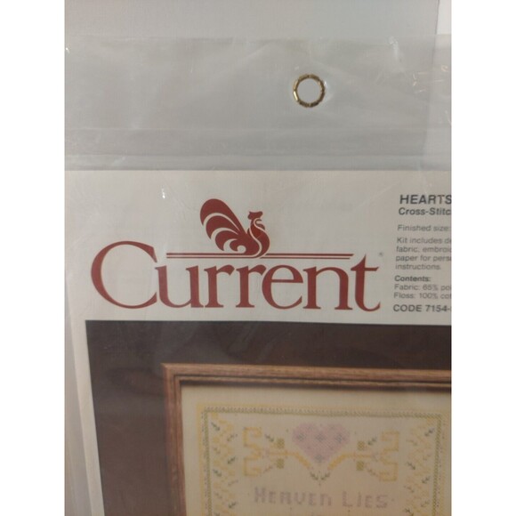 Current Hearts N Flowers Cross Stitch Kit 7154-9 Baby Birth 11" x 14" 1983 VTG - Picture 5 of 9